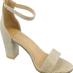 TOP Moda Chunky Heel Glitter Sandals